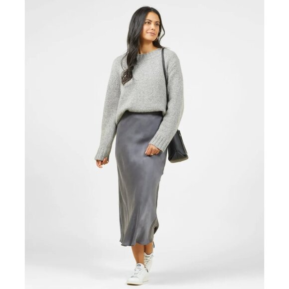 Outerknown Regan Midi Slip Pull On Skirt Cupro Gray NWOT - Picture 1 of 7